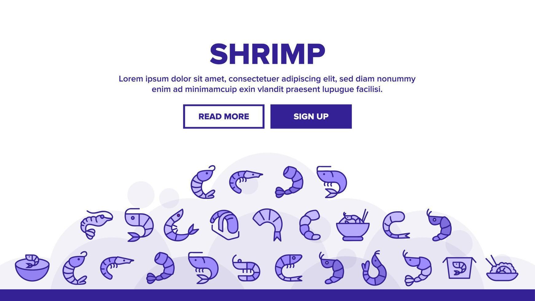 Shrimp Food Landing Header Vector