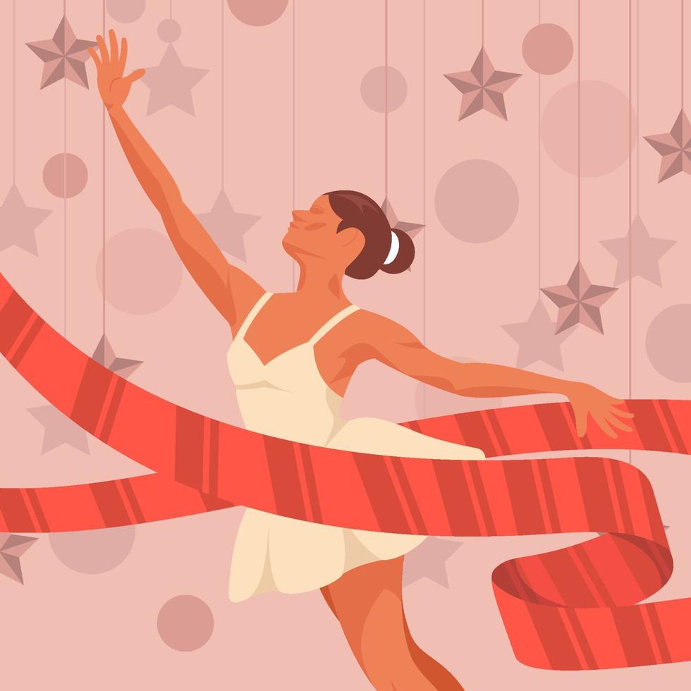 Ballerina Perform With Stars Background Concept vector