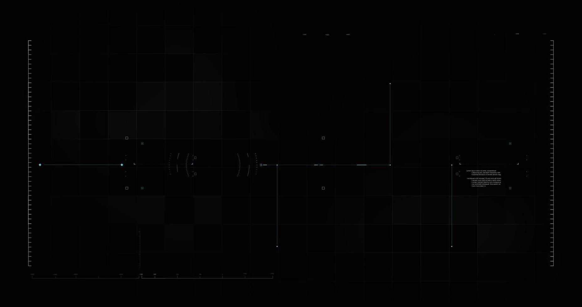 Abstract background for Futuristic video overlay user interface design element text box scale and bar, cyber and technology concept against dark background widescreen ratio vector illustration