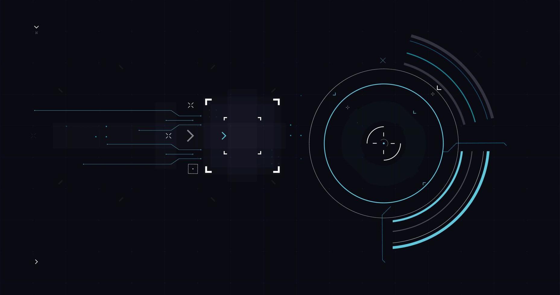 HUD FUI template for widescreen without text, Futuristic design elements. HUD focus elements. Sci-fi design. FUI collection, Military collimator sight, Vector HUD set