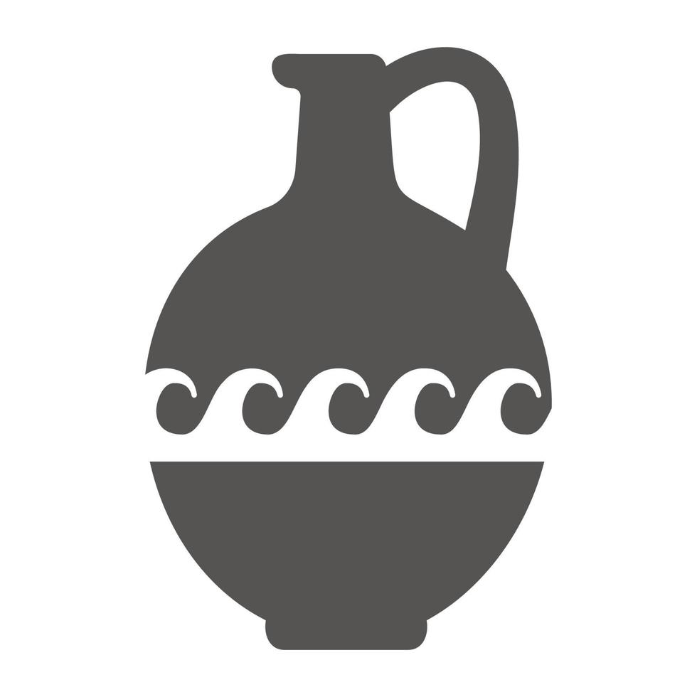 Greek vase silhouette. Ancient amphora and pot with meander pattern. Glyph illustration. Clay ceramic earthenware. Vector. vector