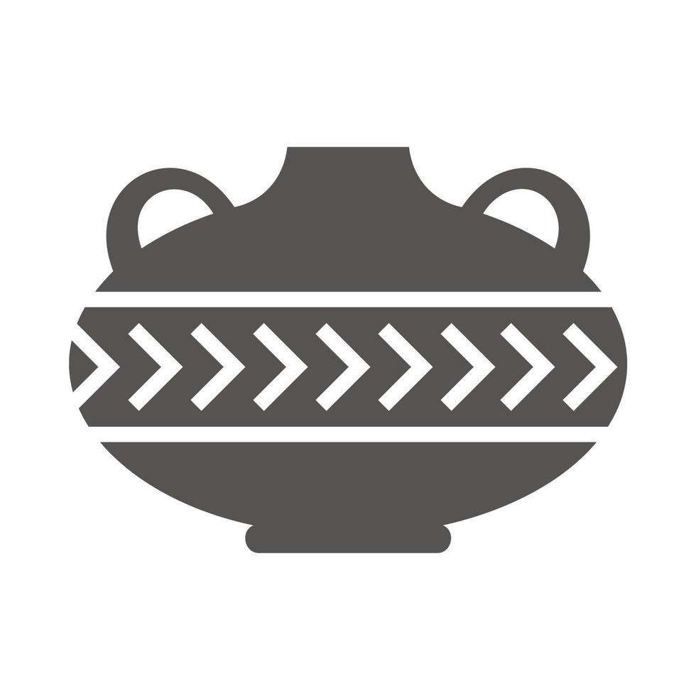 Greek vase silhouette. Ancient amphora and pot with meander pattern. Glyph illustration. Clay ceramic earthenware. Vector. vector