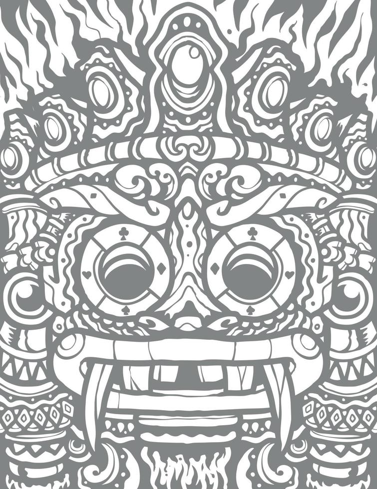 Black and white aztec totem vintage style illustration vector