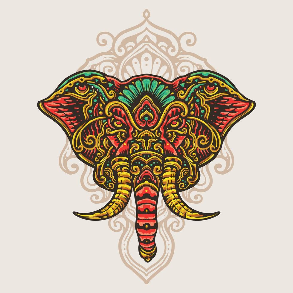 ilustración colorida de la mandala de ganesha vector
