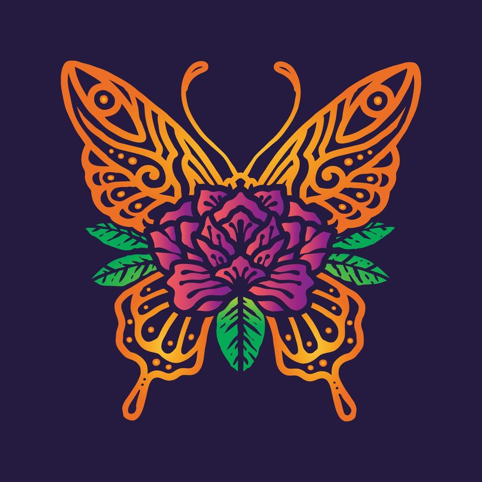 ilustración de fantasía de mariposa rosa vector