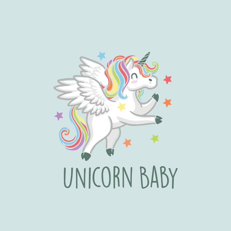 el logo de la ilustración del bebé unicornio vector