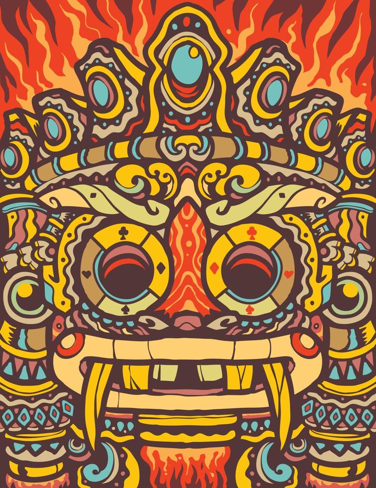 el tótem azteca vintage mandala ilustración vector