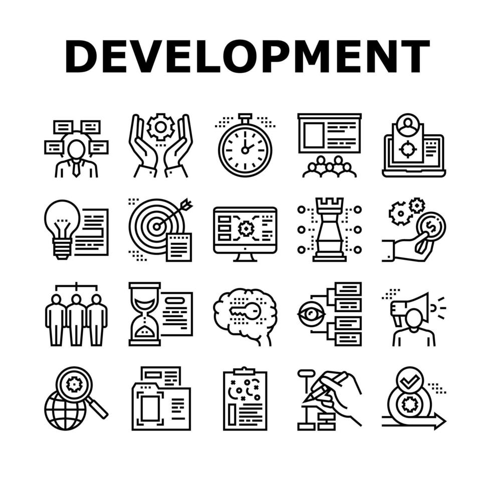 Project Development Collection Icons Set Vector