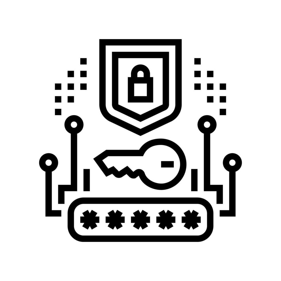 ilustración de vector de icono de línea de sistema de seguridad