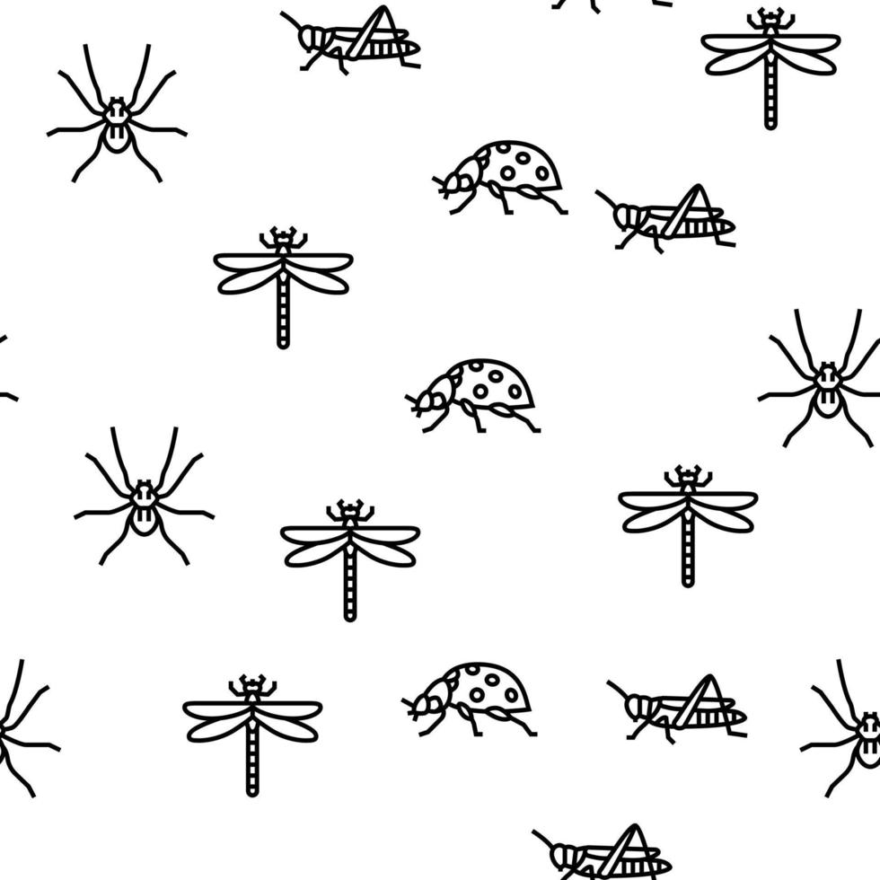 Insect, Spider And Bug Wildlife Vector Seamless Pattern