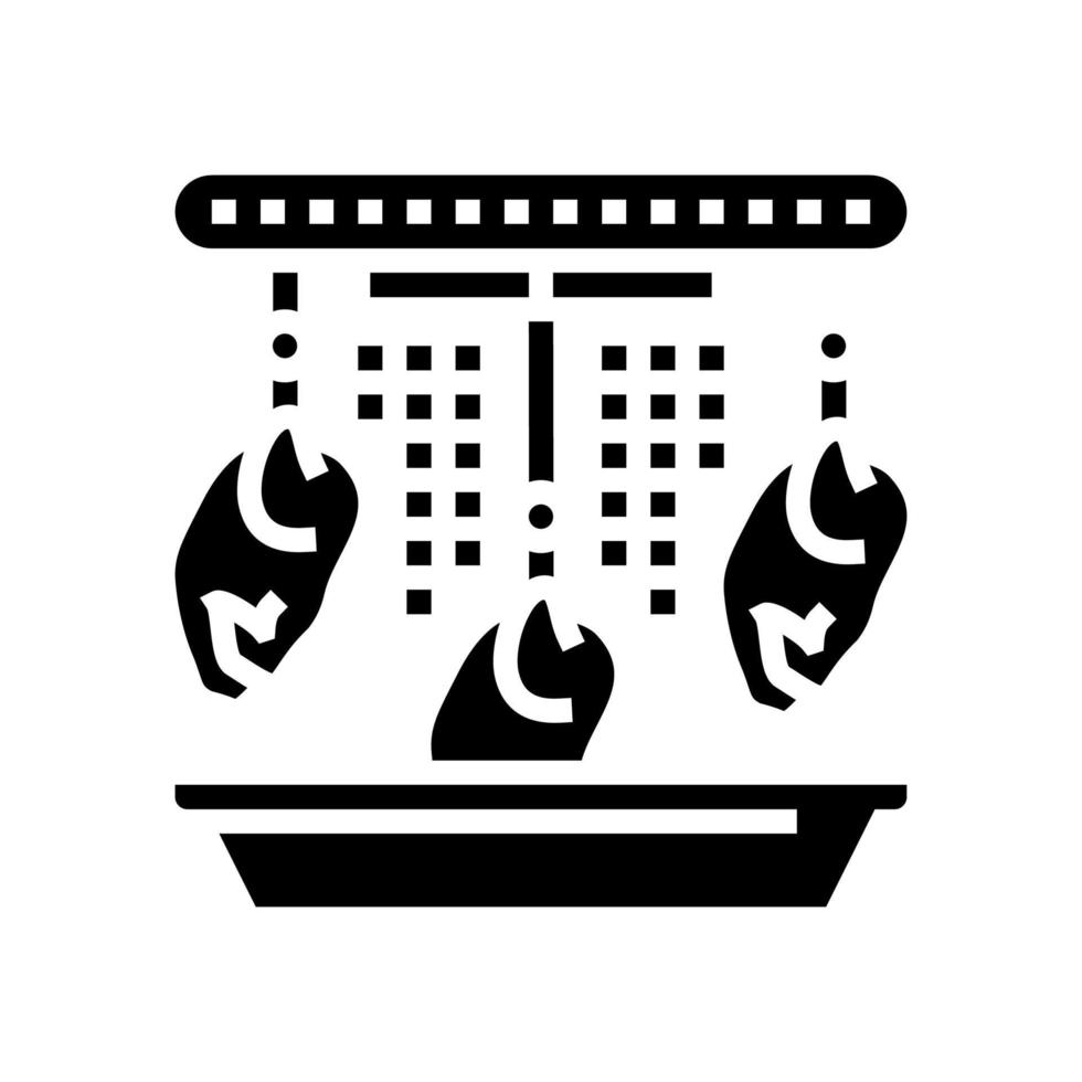 chicken carcass in factory washing machine glyph icon vector illustration