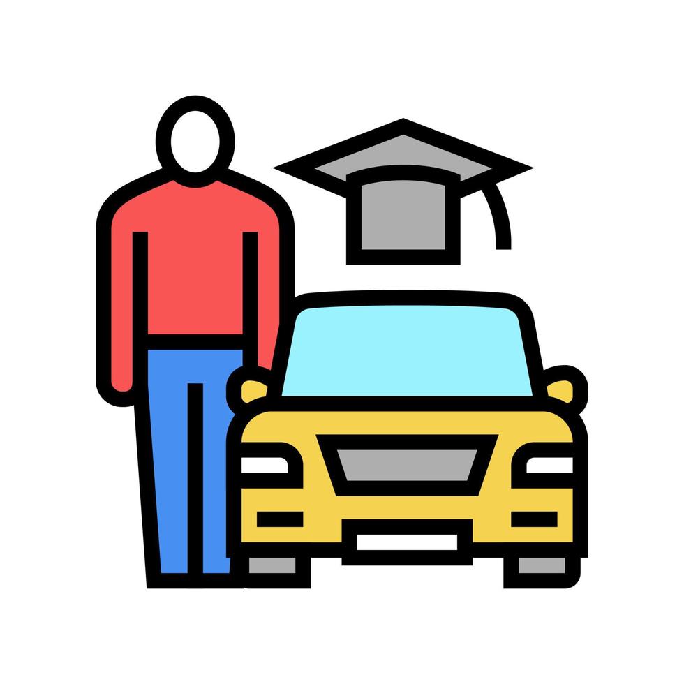 driving lessons for adults color icon vector illustration