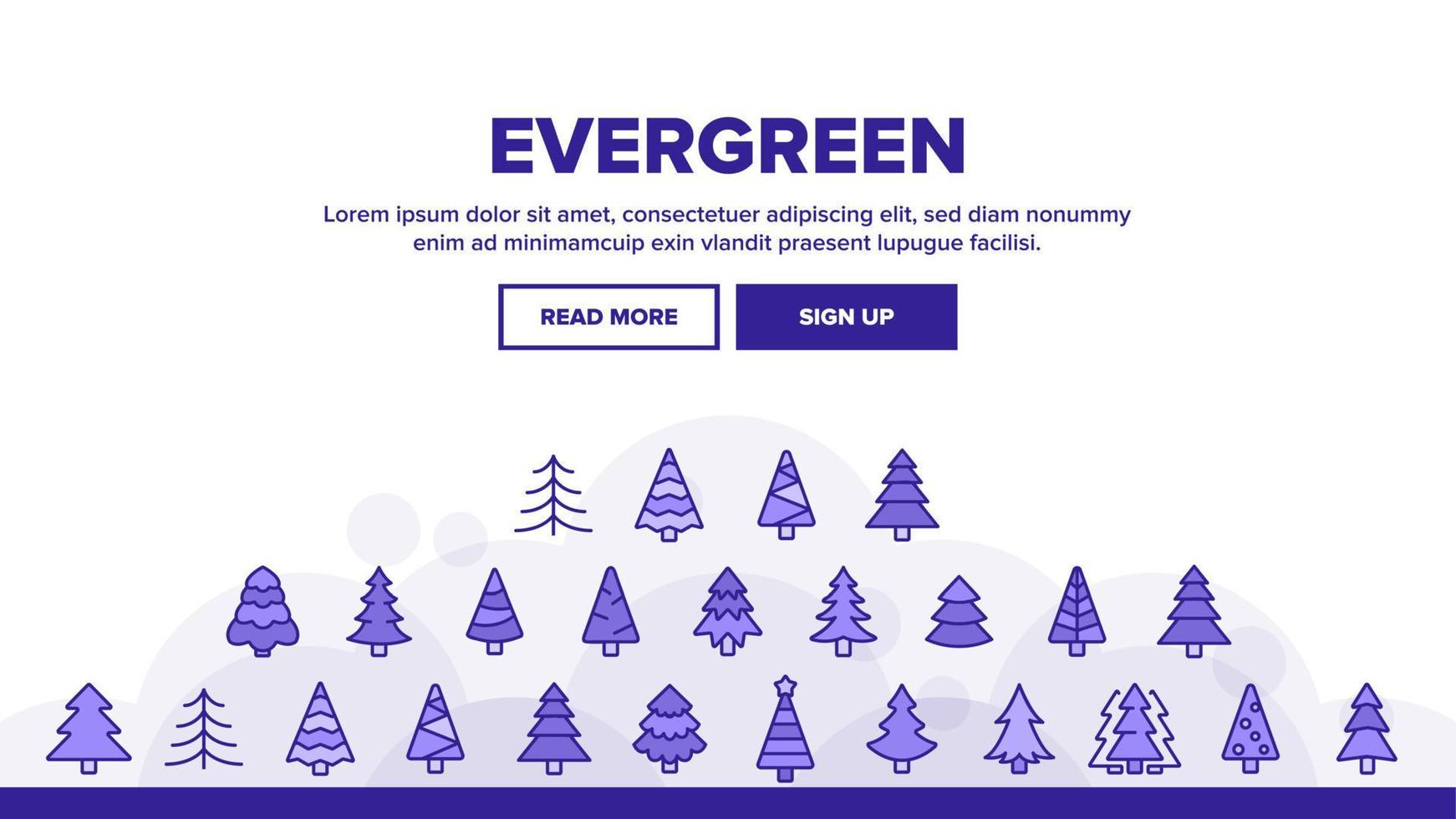 Evergreen Pine Tree Landing Header Vector