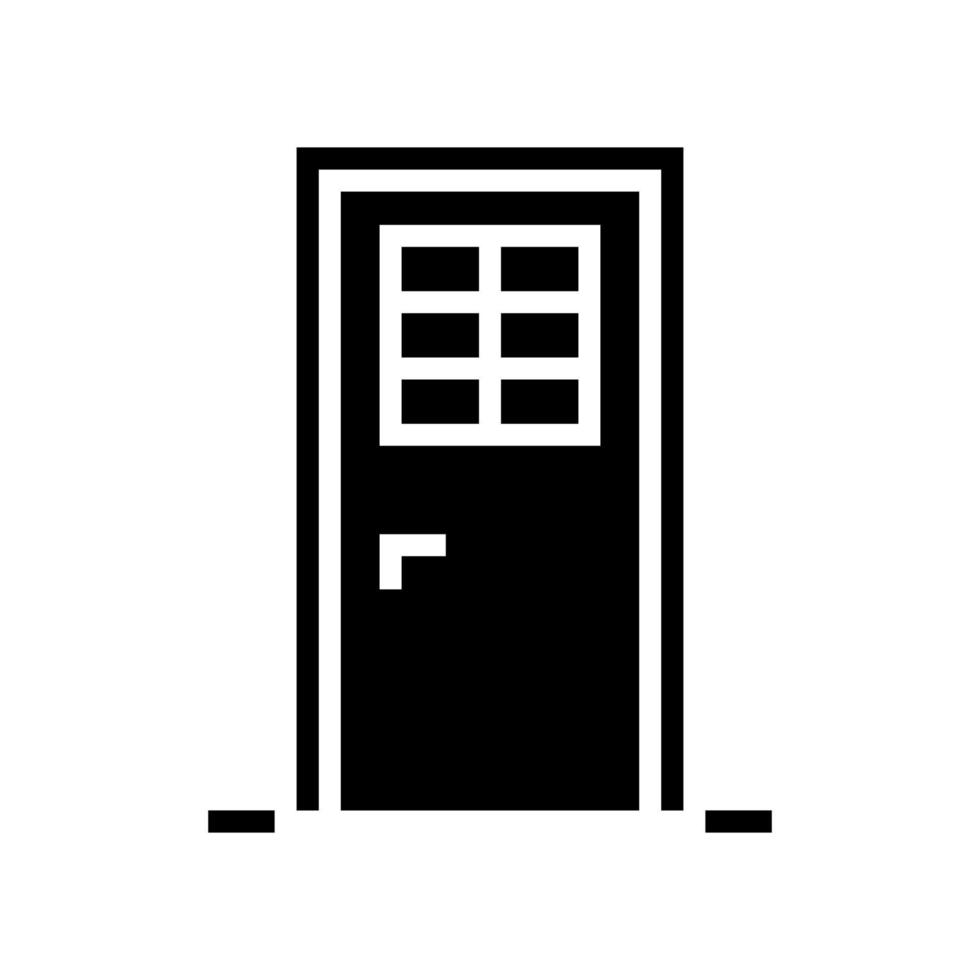 door with window glyph icon vector illustration