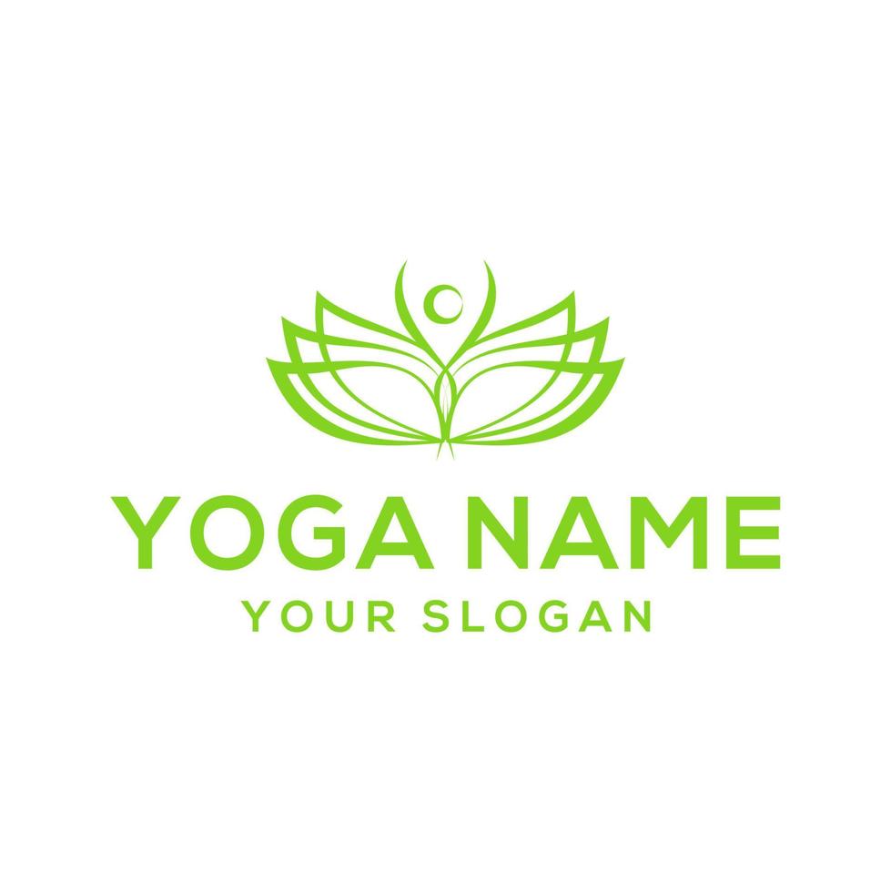 Yoga logo design with lotus concept template style line art vector