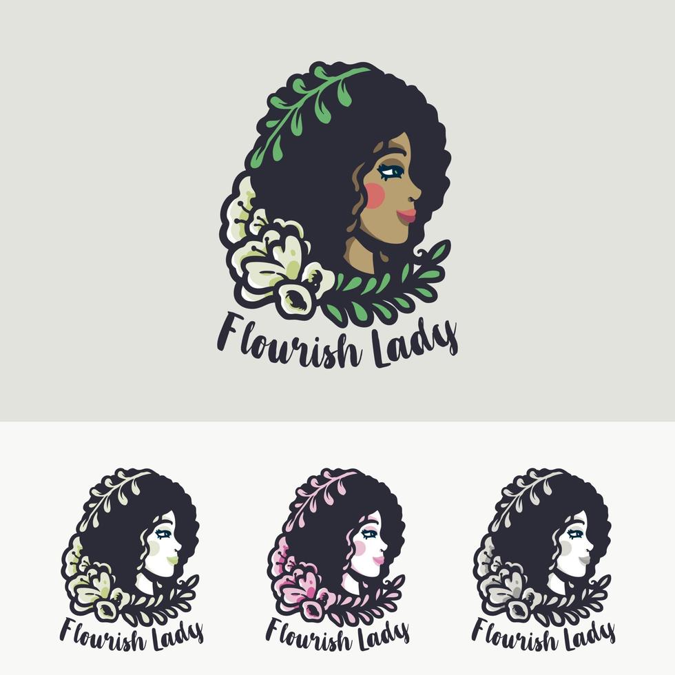 The beauty of flourish lady logo vector