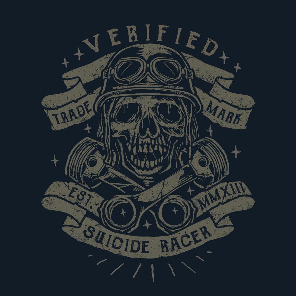 The death skull moto rider vintage tattoo illustration vector