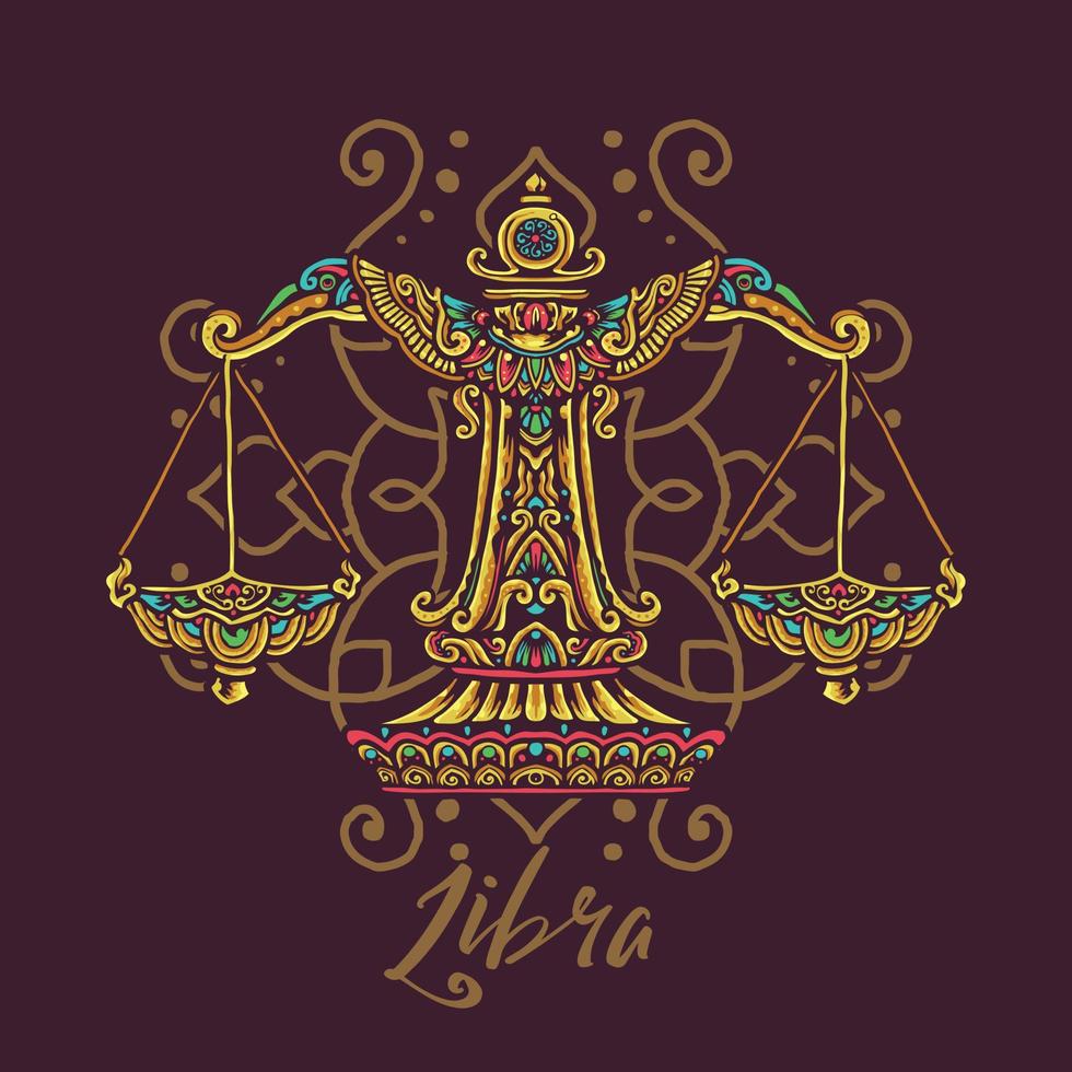 ilustración de estilo mandala del zodiaco libra vector