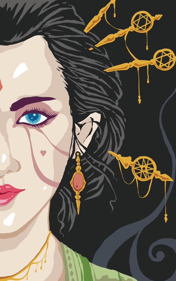 The beauty of japanese geisha face illustration vector