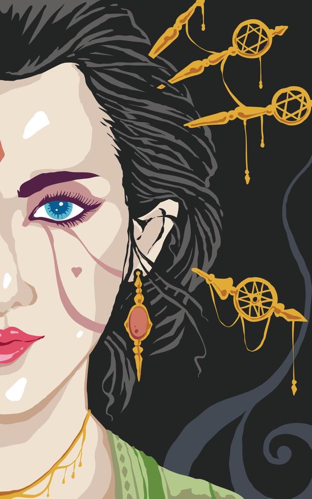 la belleza de la ilustración de la cara de geisha japonesa vector