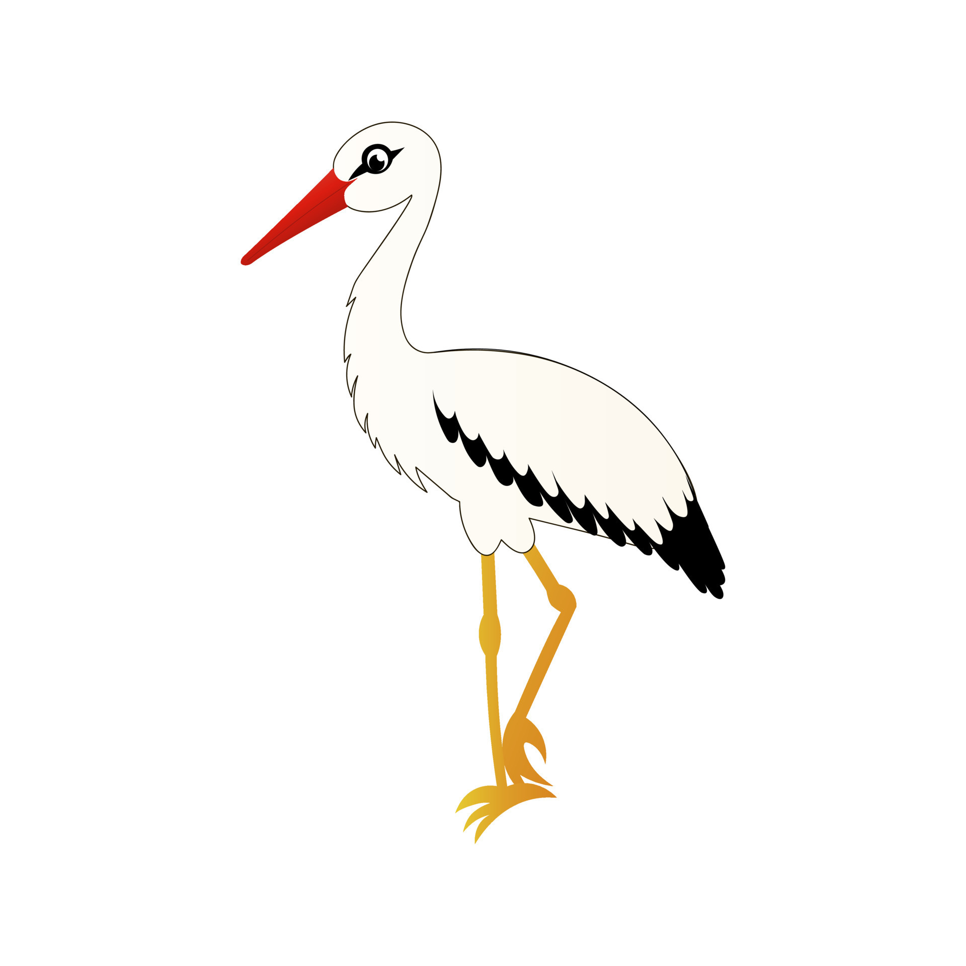 Crane Bird Isolated On White Background In Cartoon Style Stork Stands crane-bird-isolated-on-white-background-in-cartoon-style-stork-stands