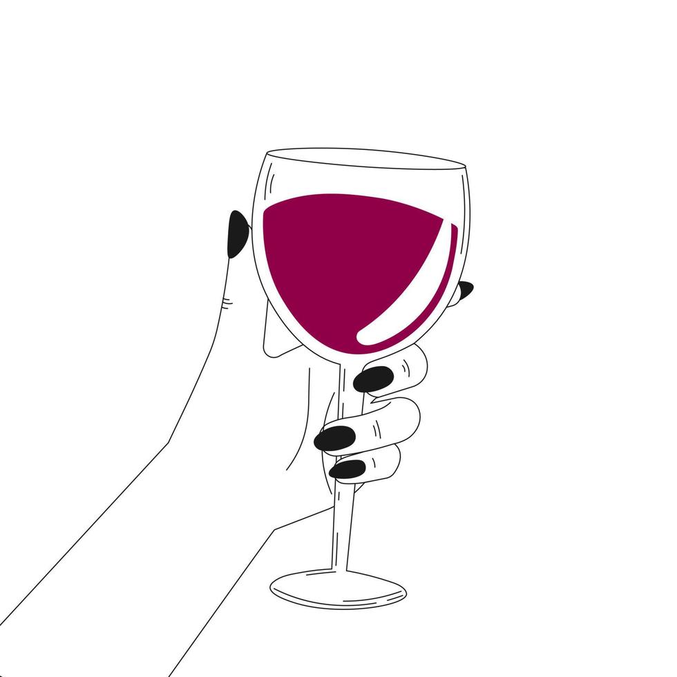 mujer sosteniendo una copa de vino aislada de fondo blanco, concepto amante del vino, celebración navideña, bebiendo alcohol vector