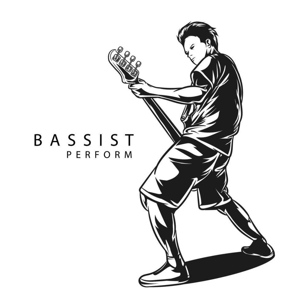 bassist vector on white background