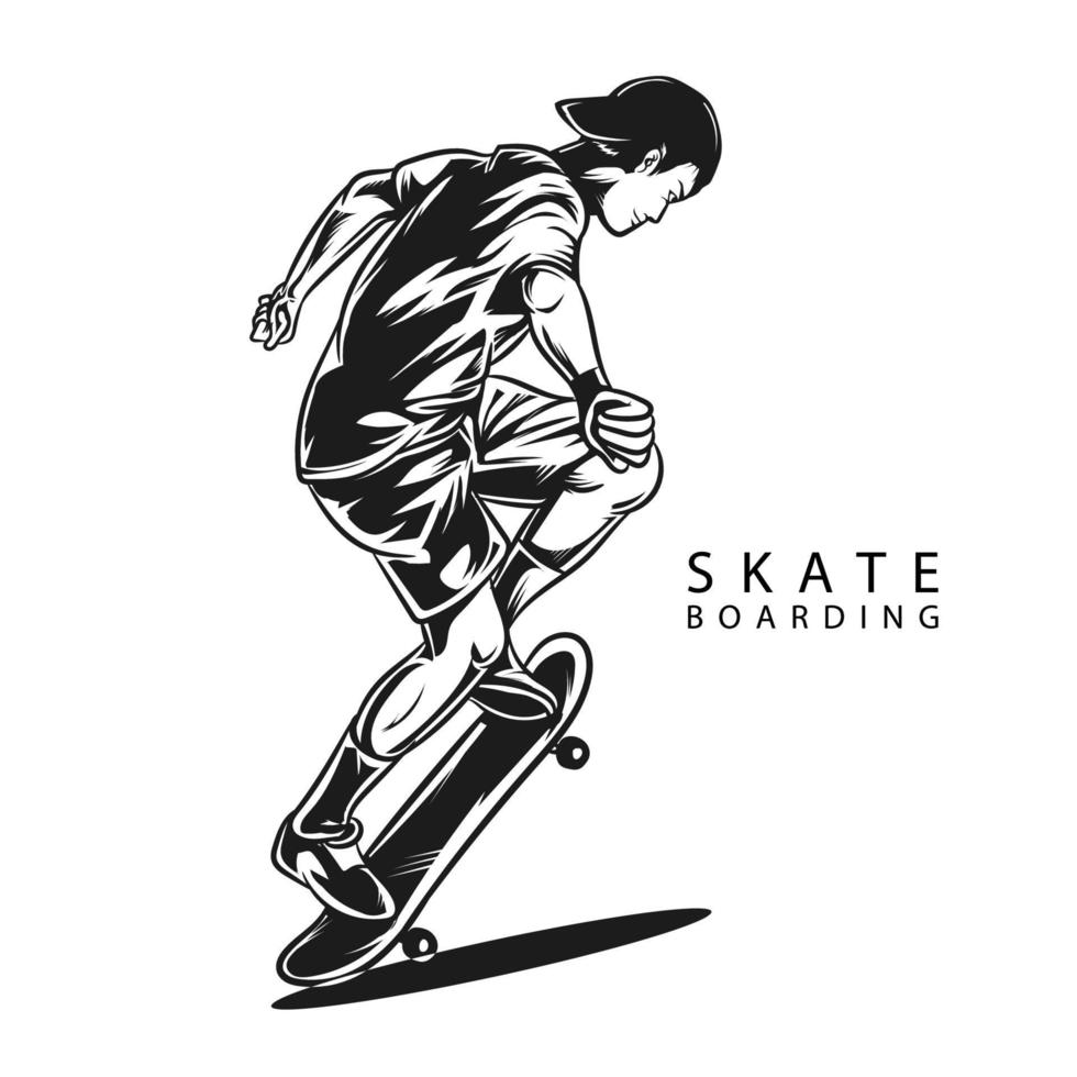 skateboard vector on white background