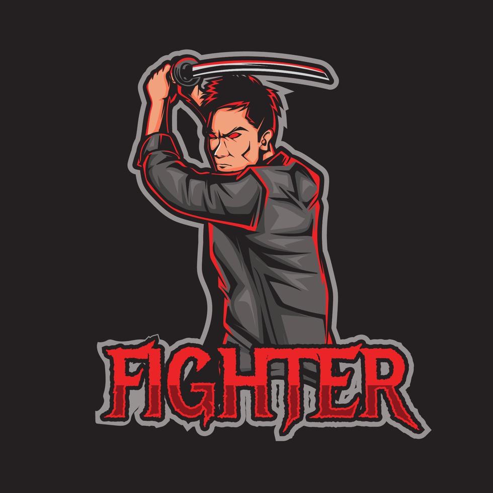 Fighter and sword vector