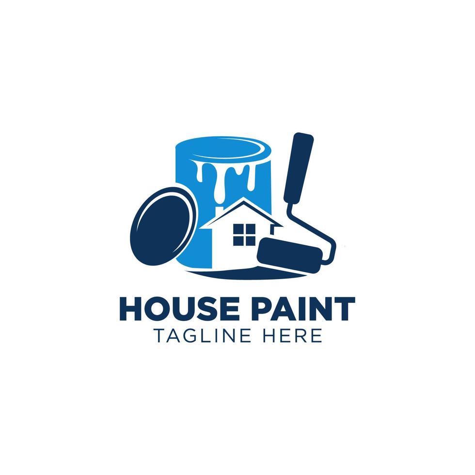 Blue color house painting logo business clipart vector