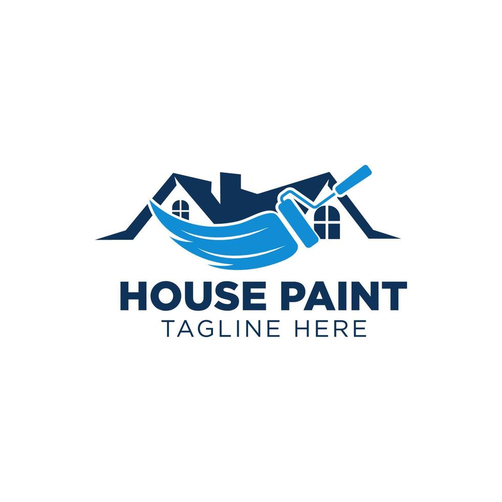 Blue color house painting logo business clipart vector