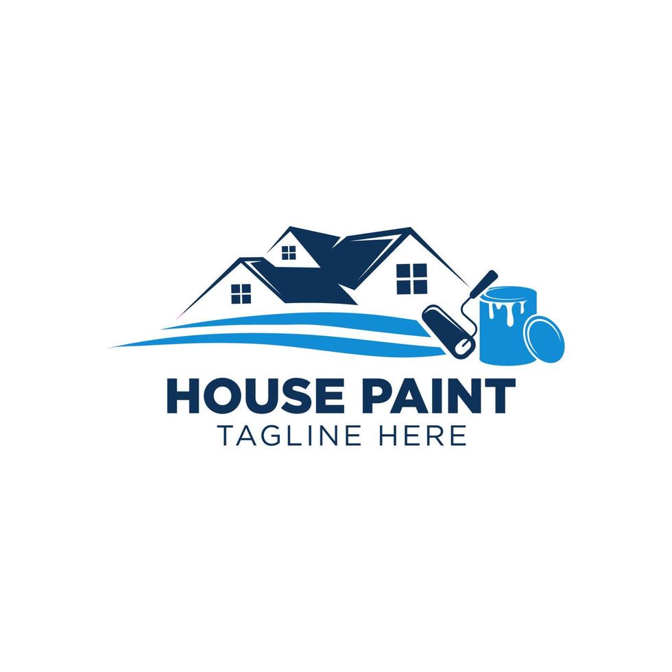 Blue color house painting logo business clipart vector