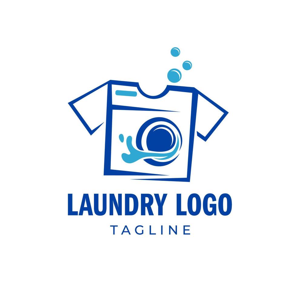 logotipo de lavadora de ropa azul, adecuado para negocios de limpieza vector