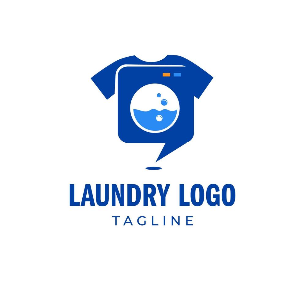 Blue laundry washing machine logo, suitable for cleaning business vector
