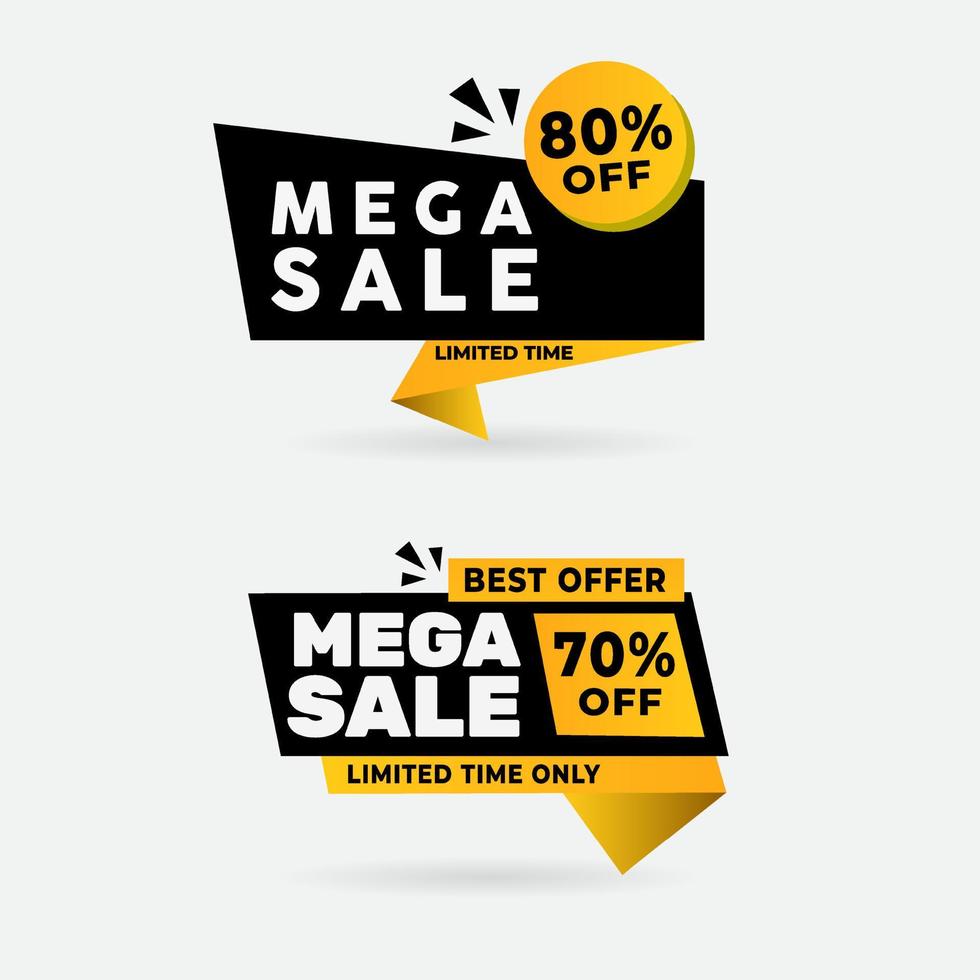 Collection of Mega Sale Big Discount design icon vector. Best Mega sale promotion design vector