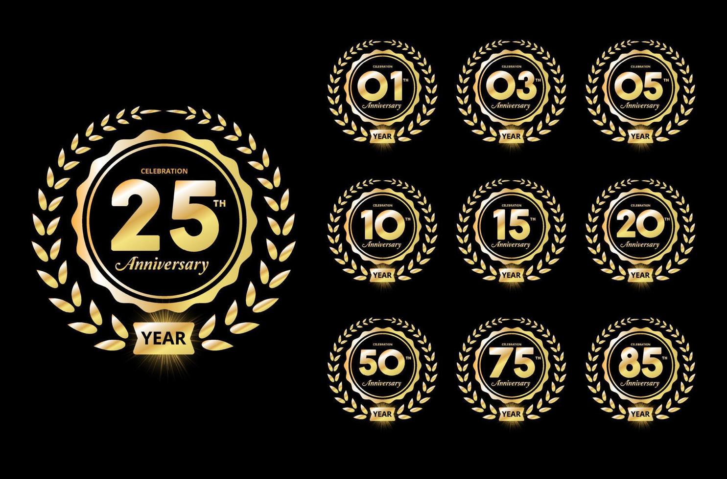 Modern and Fantastic collection of golden anniversary background template vector