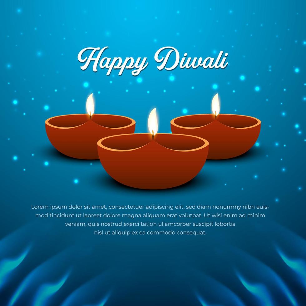 Elegant Blue Gradient Background of Happy diwali Festival Of Lights Holiday Design vector