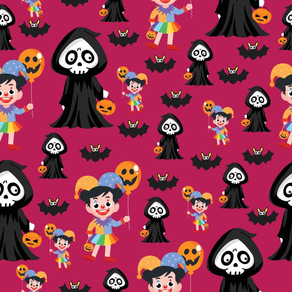 Halloween ghost and evil pattern on dark pink background 10407681