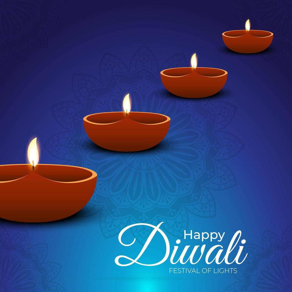 elegante feliz diwali festival de luces diseño de vacaciones vector