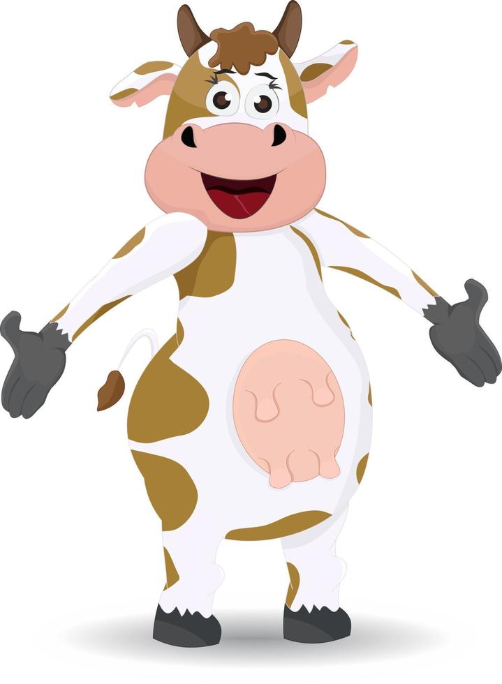 cartoon cow smiling open hand pose isolated vector