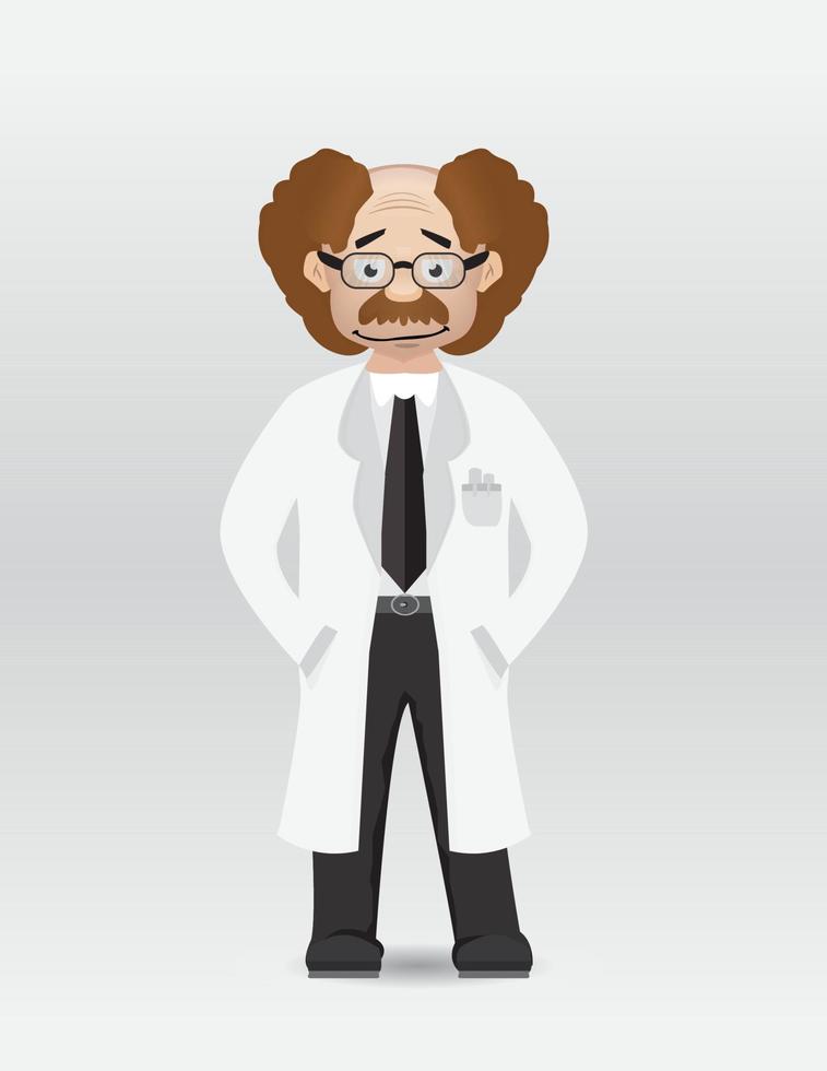 cartoon professor standing front isolated vector