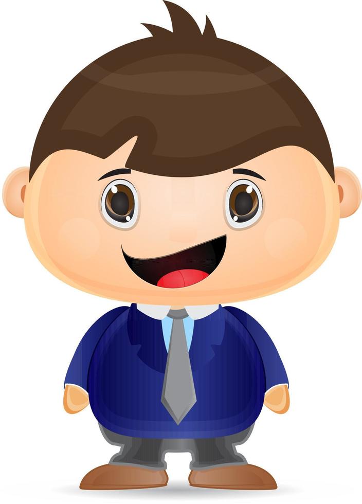 cartoon little boy wearing school uniform vector