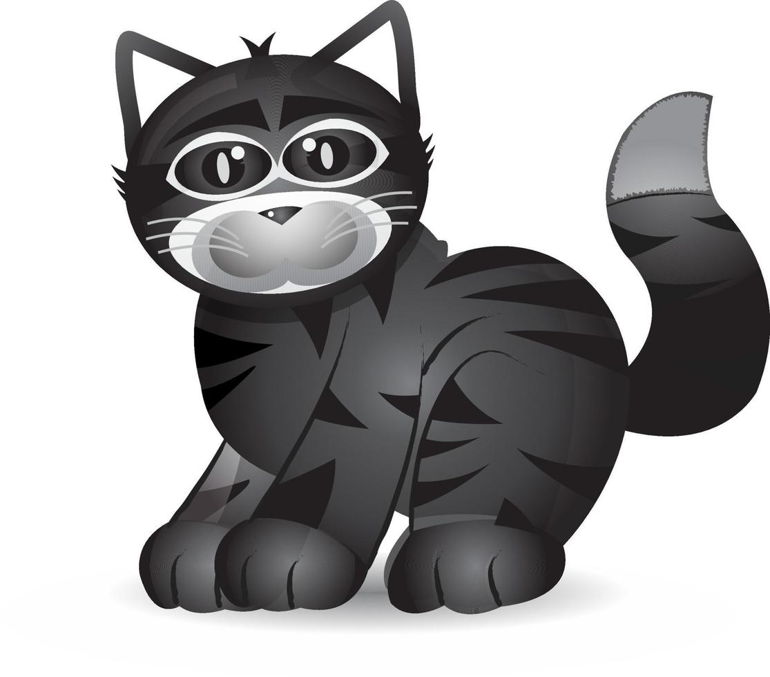 gato negro lindo personaje vista lateral aislado vector