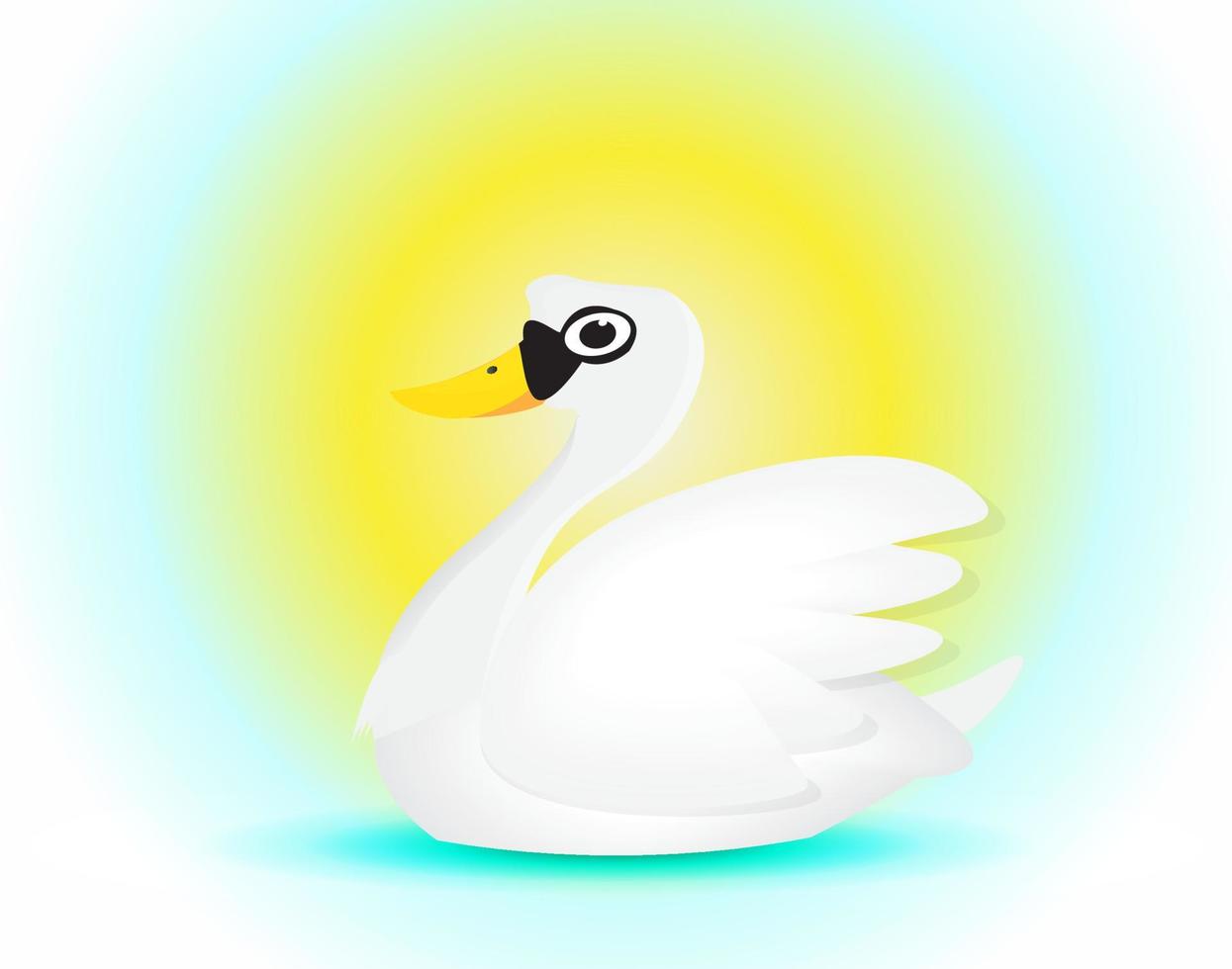 elegant cartoon swan swimming in the water vector