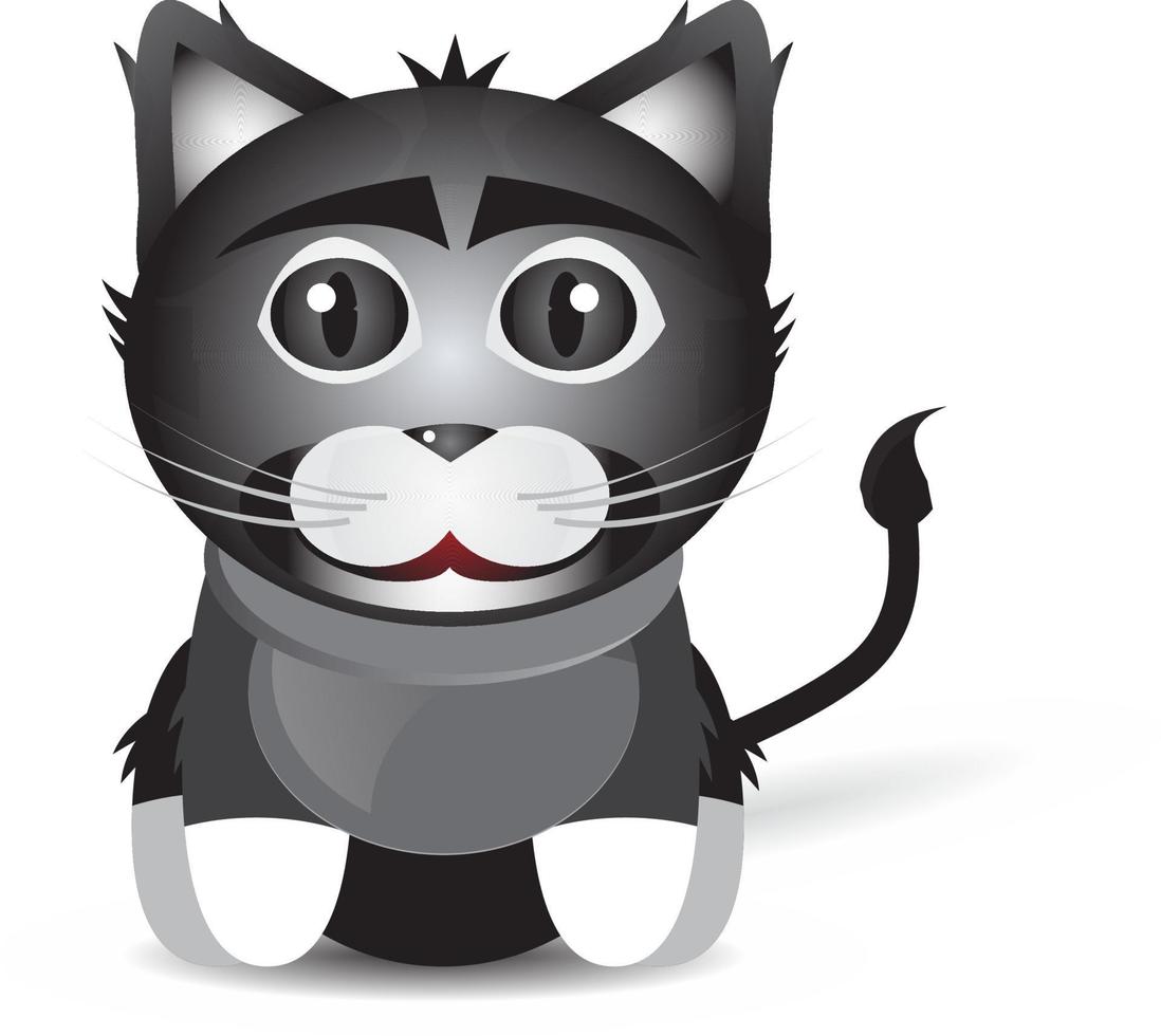 cartoon black cat sitting on the ground vector