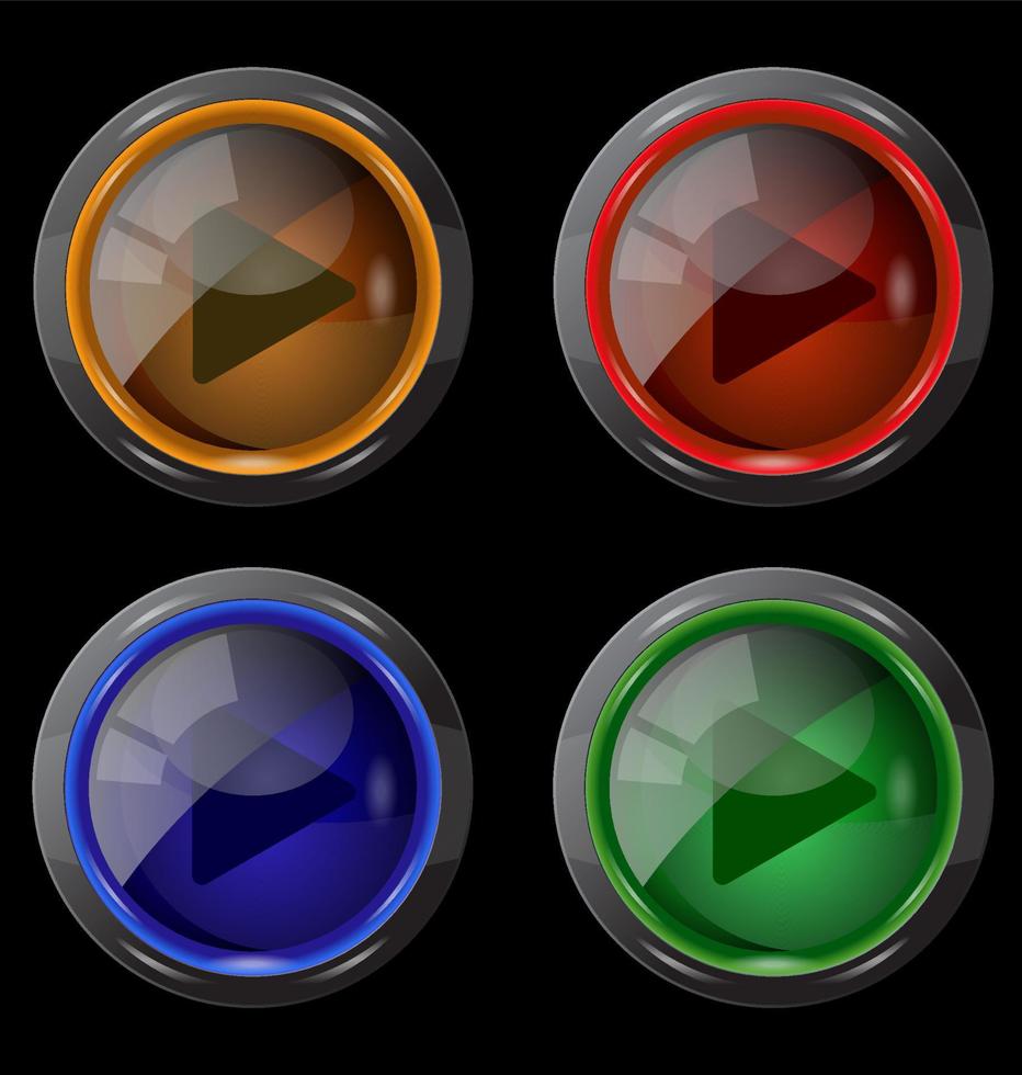 round glossy colorful video button vector