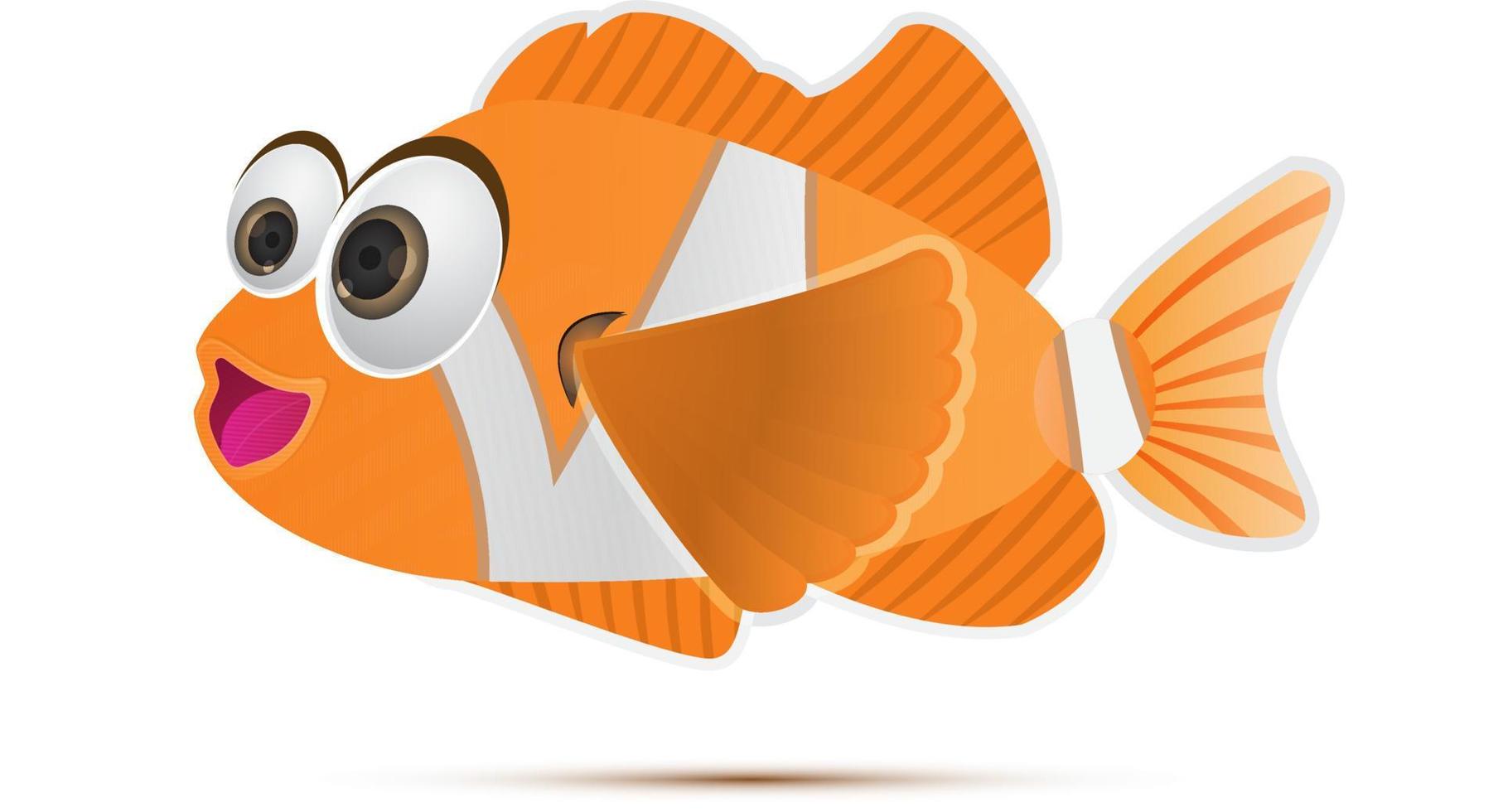 funny cute orange clown fish vector