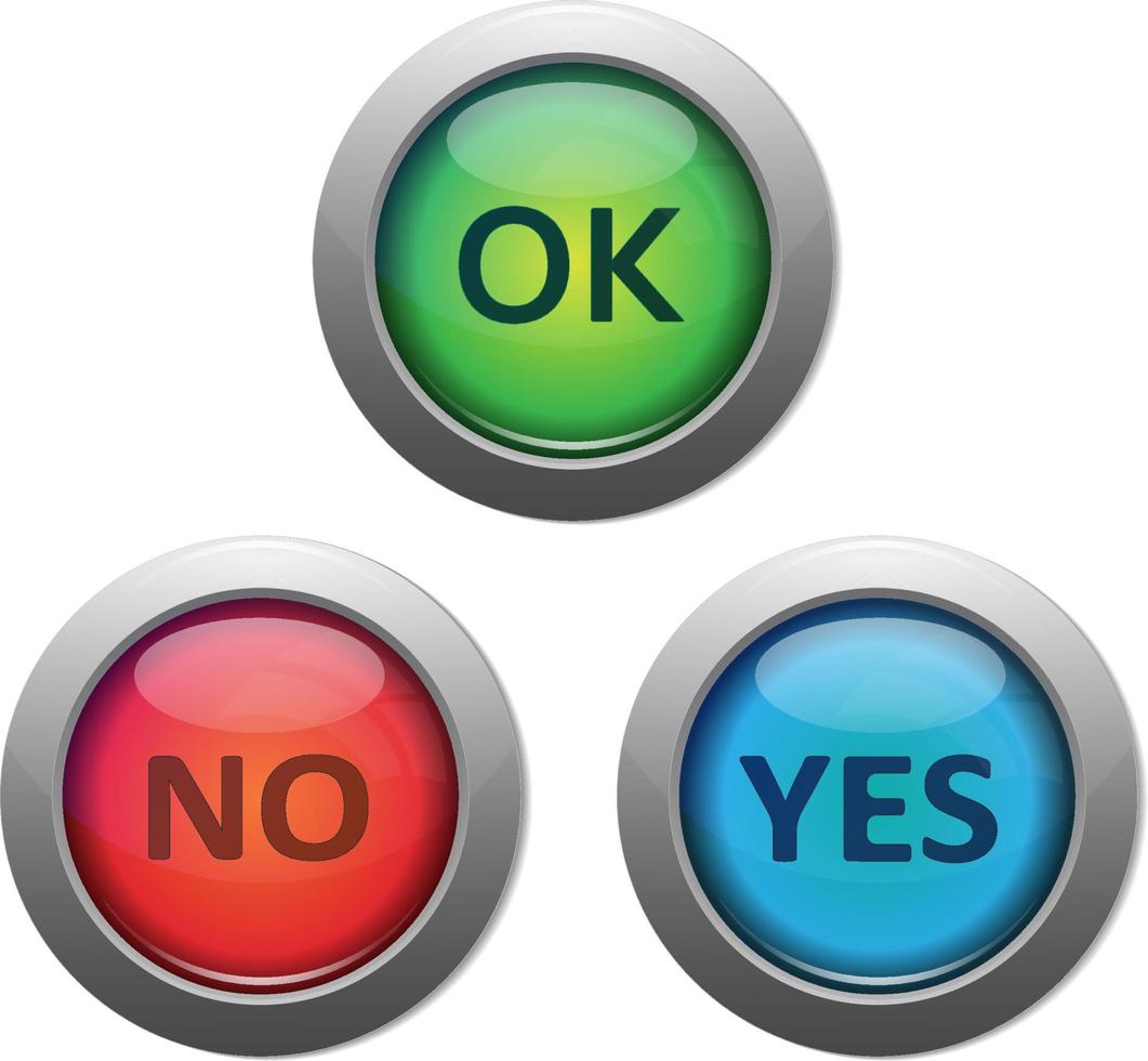 Colorful button with text ok yes and no vector