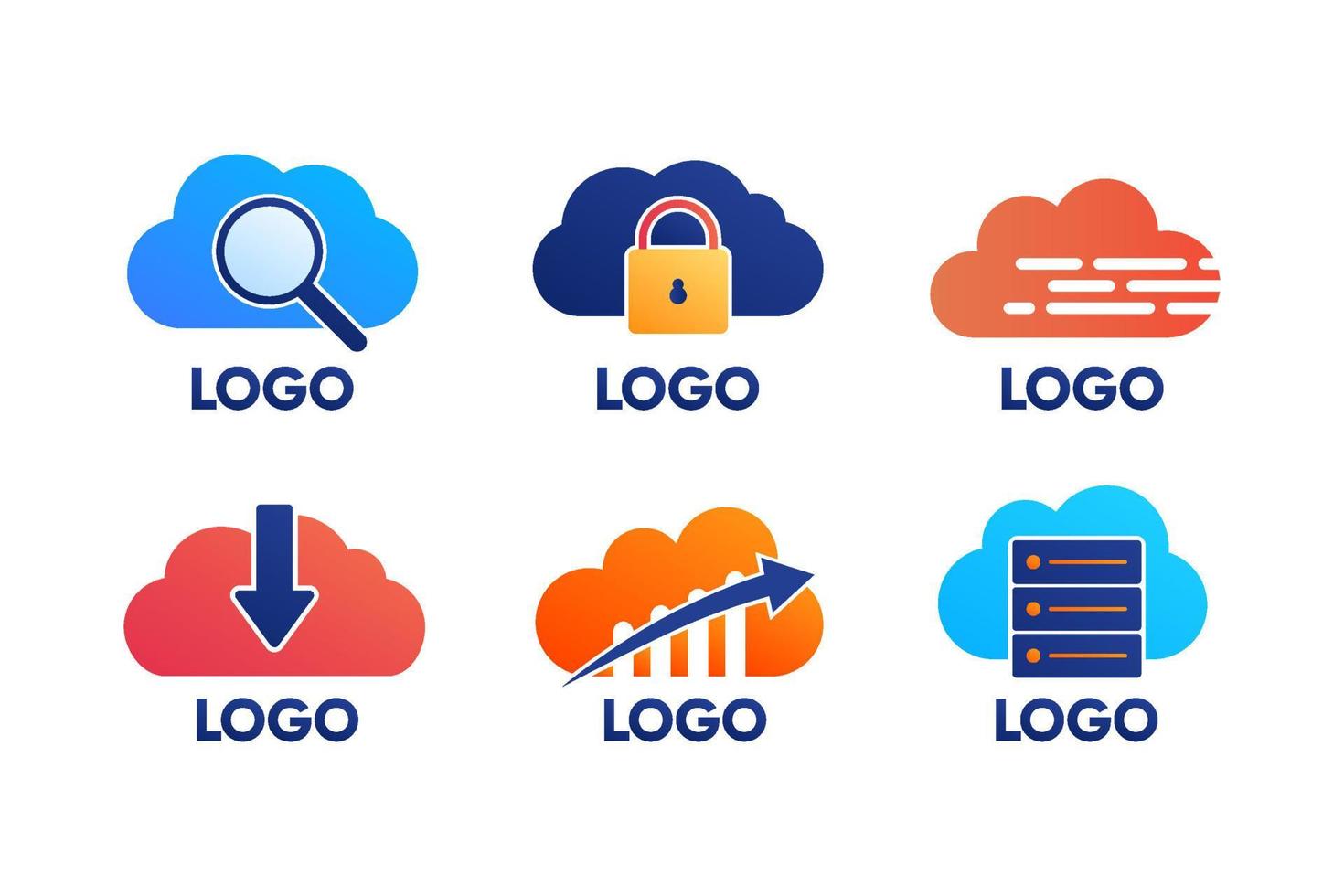 Cloud Technology Business Logo Collection Set vector
