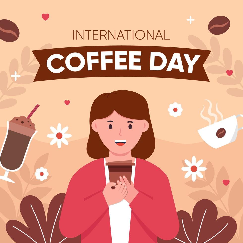 celebración del día internacional del café para publicación o feed en redes sociales vector